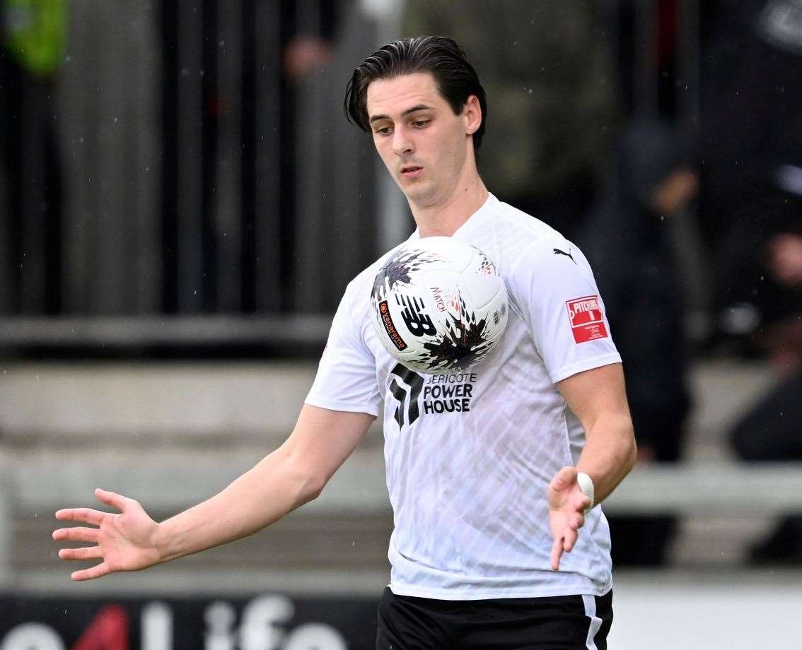 Ben Allen - bagged a brace in Dartford’s 6-2 win at home against Marlow in the FA Cup first qualifying round last weekend. Picture: Keith Gillard