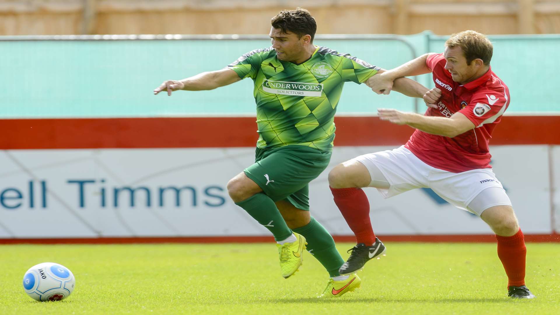 Stuart Lewis battles for possession against Hemel Hempstead Picture: Andy Payton