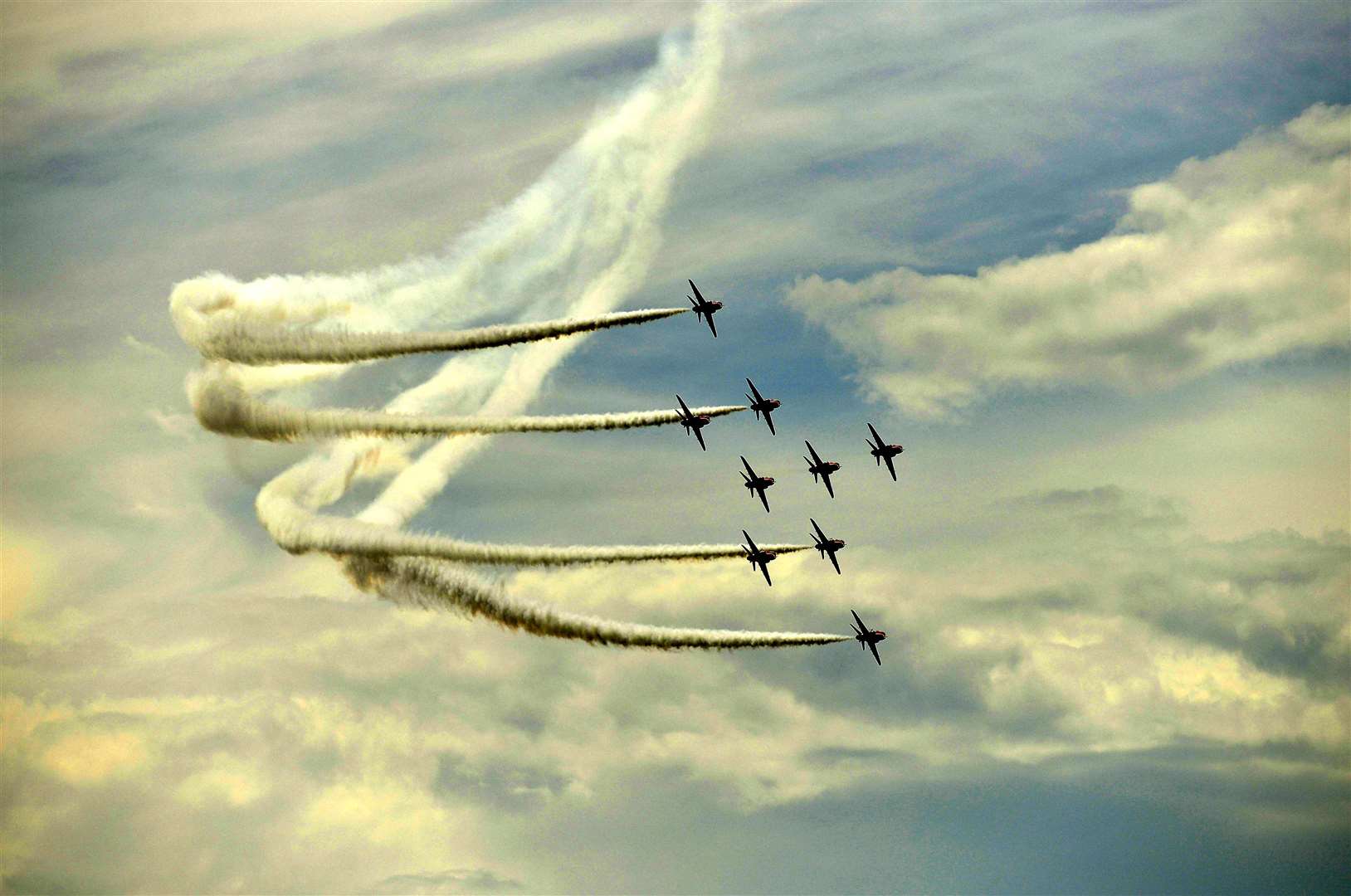 Red Arrows show off their stunts in 2014. Picture: Gary Browne