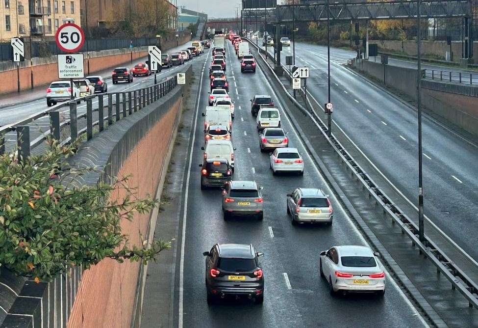 Motorists are facing delays near the Medway Tunnel after a crash