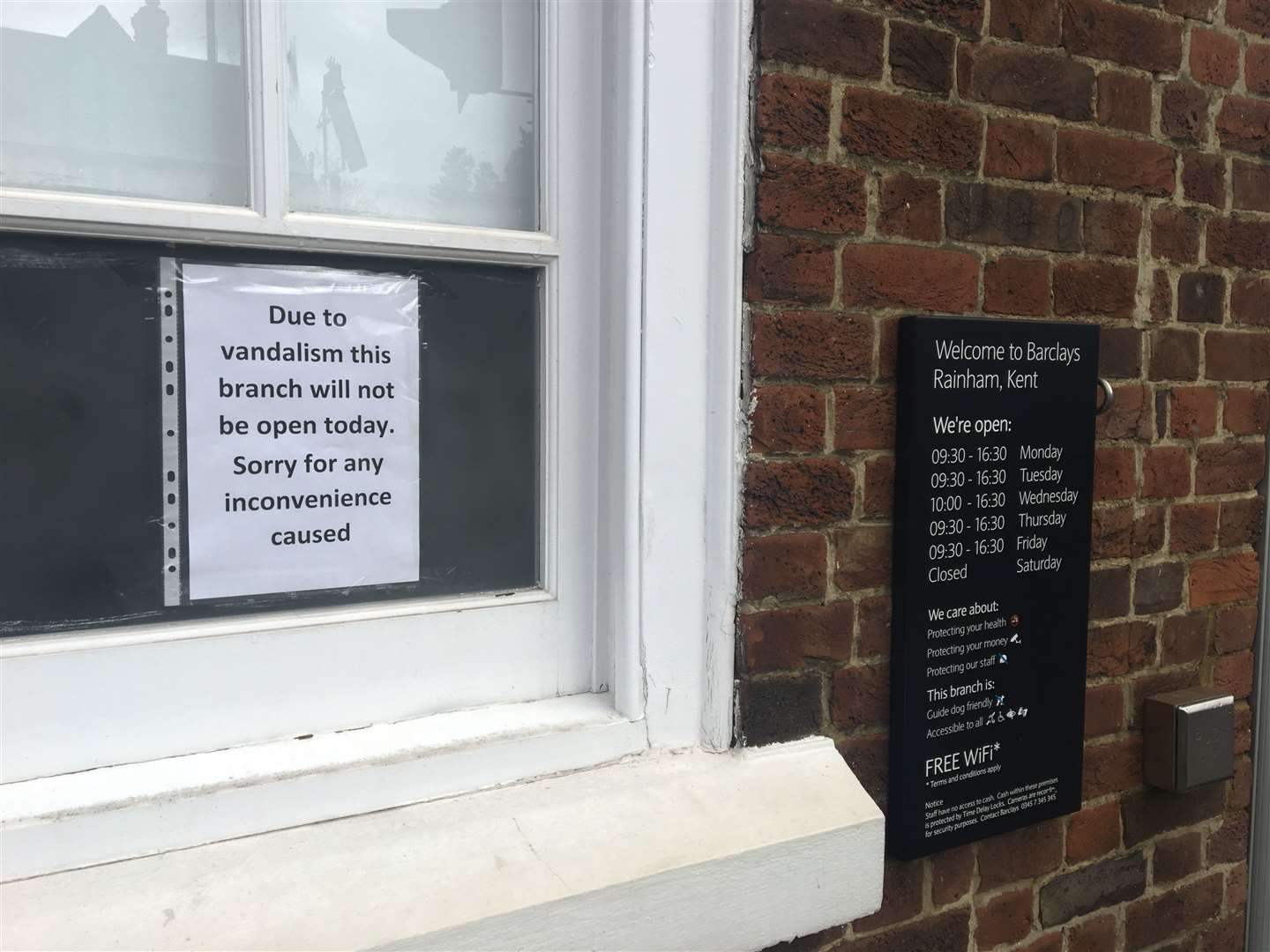 Barclays in High Street, Rainham, was closed when activists glued the locks