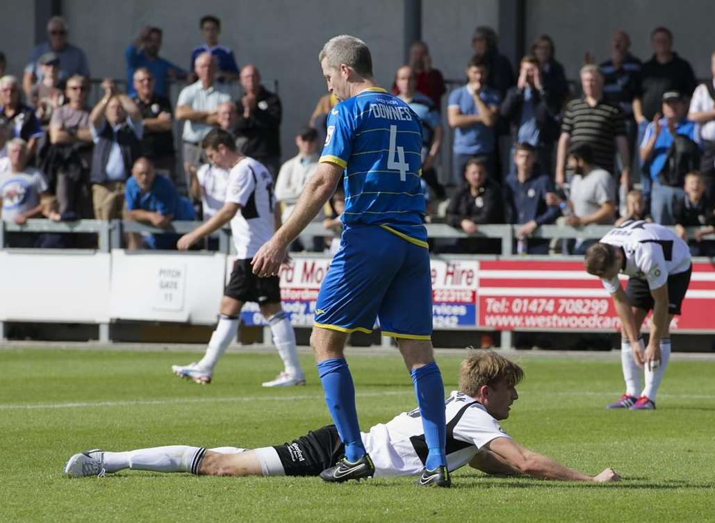 Tom Bradbrook (on ground) reacts to a missed chance Picture: Andy Payton