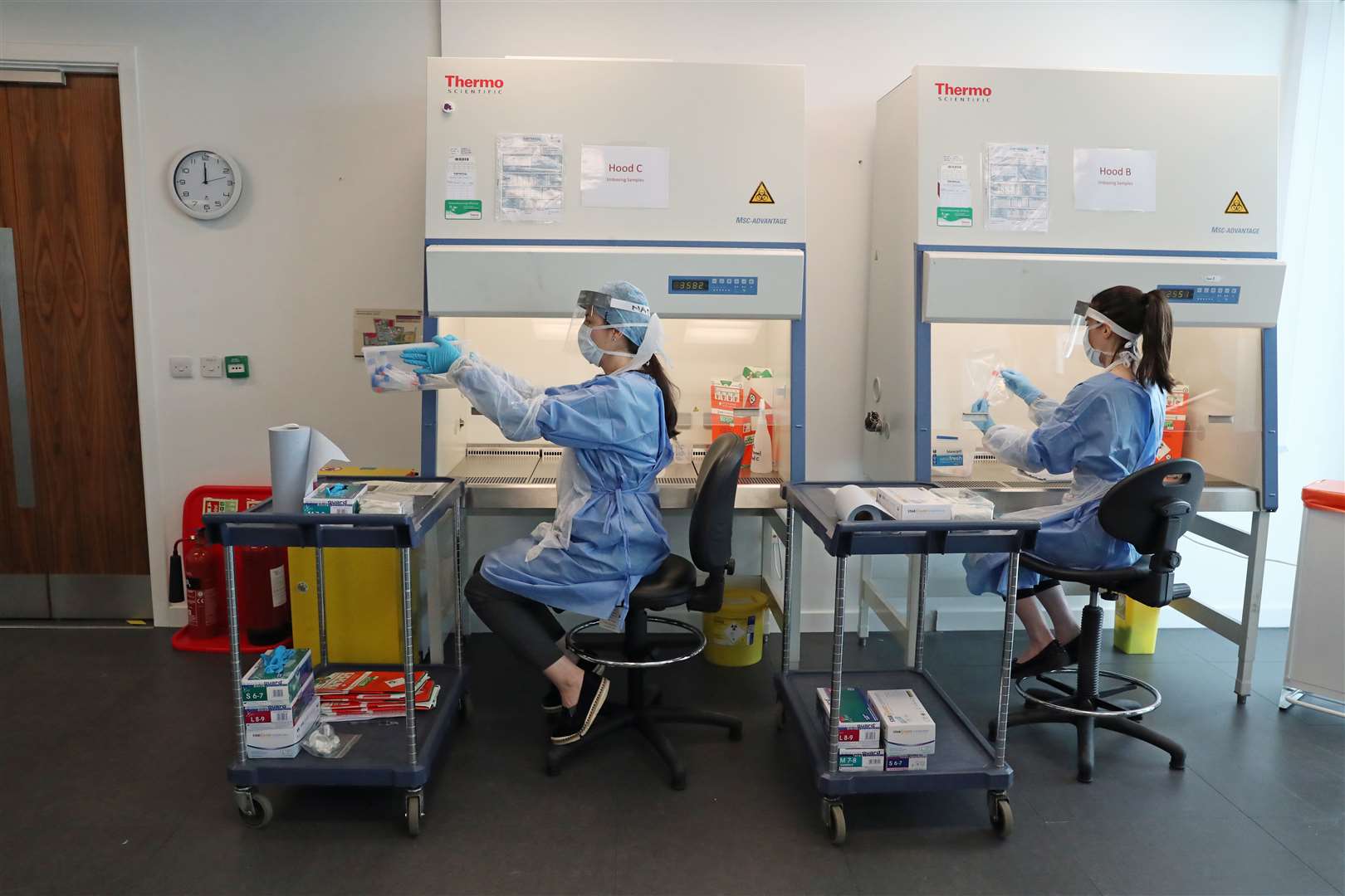 Scientists at the Lighthouse Laboratory in Glasgow analyse coronavirus swabs taken from NHS staff and other frontline workers (Andrew Milligan/PA)