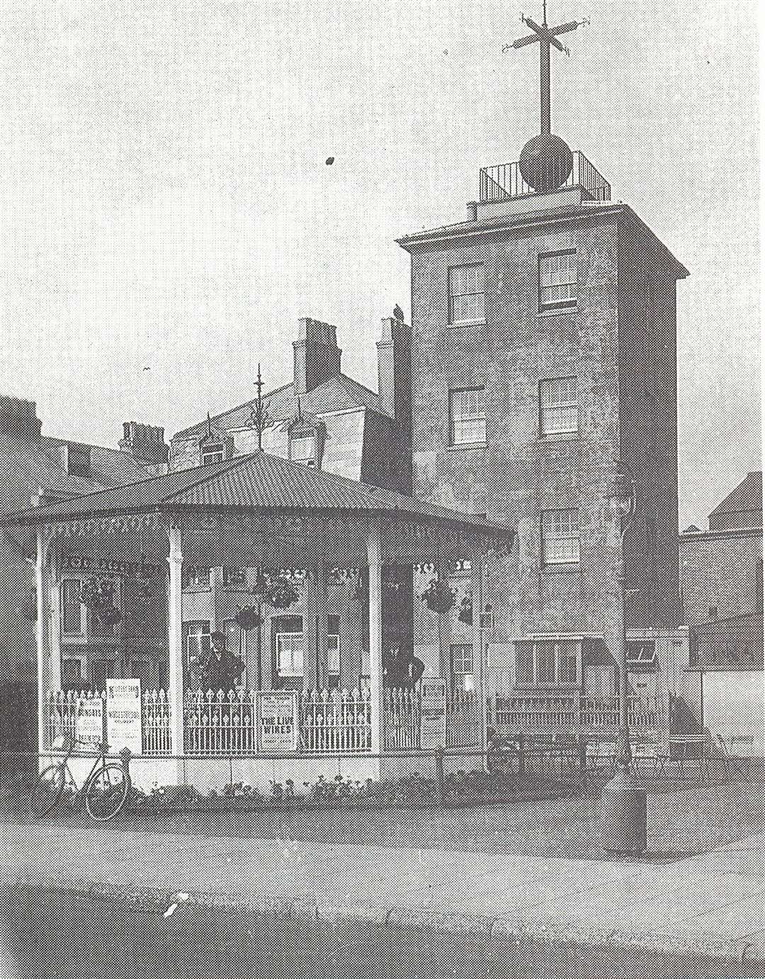 An old view of the Timeball Tower on Deal seafront, with the old bandstand in the foreground. Picture: Tony Arnold