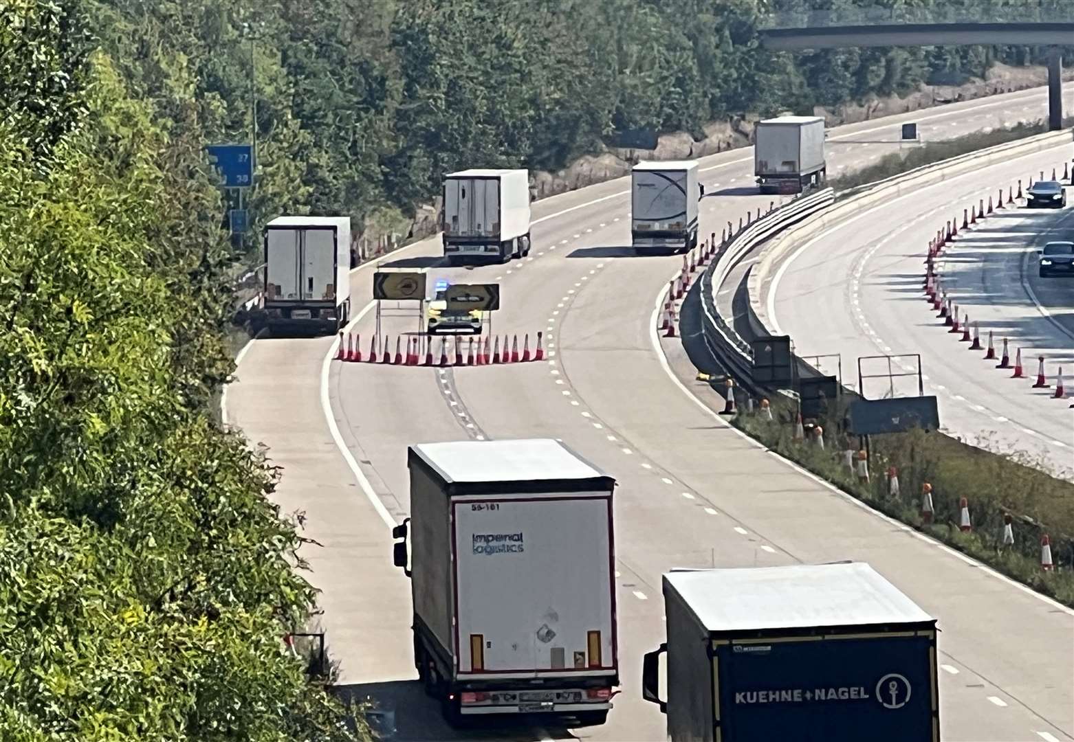 The coastbound M20 near Junction 8 for Leeds Castle. Picture: Barry Goodwin