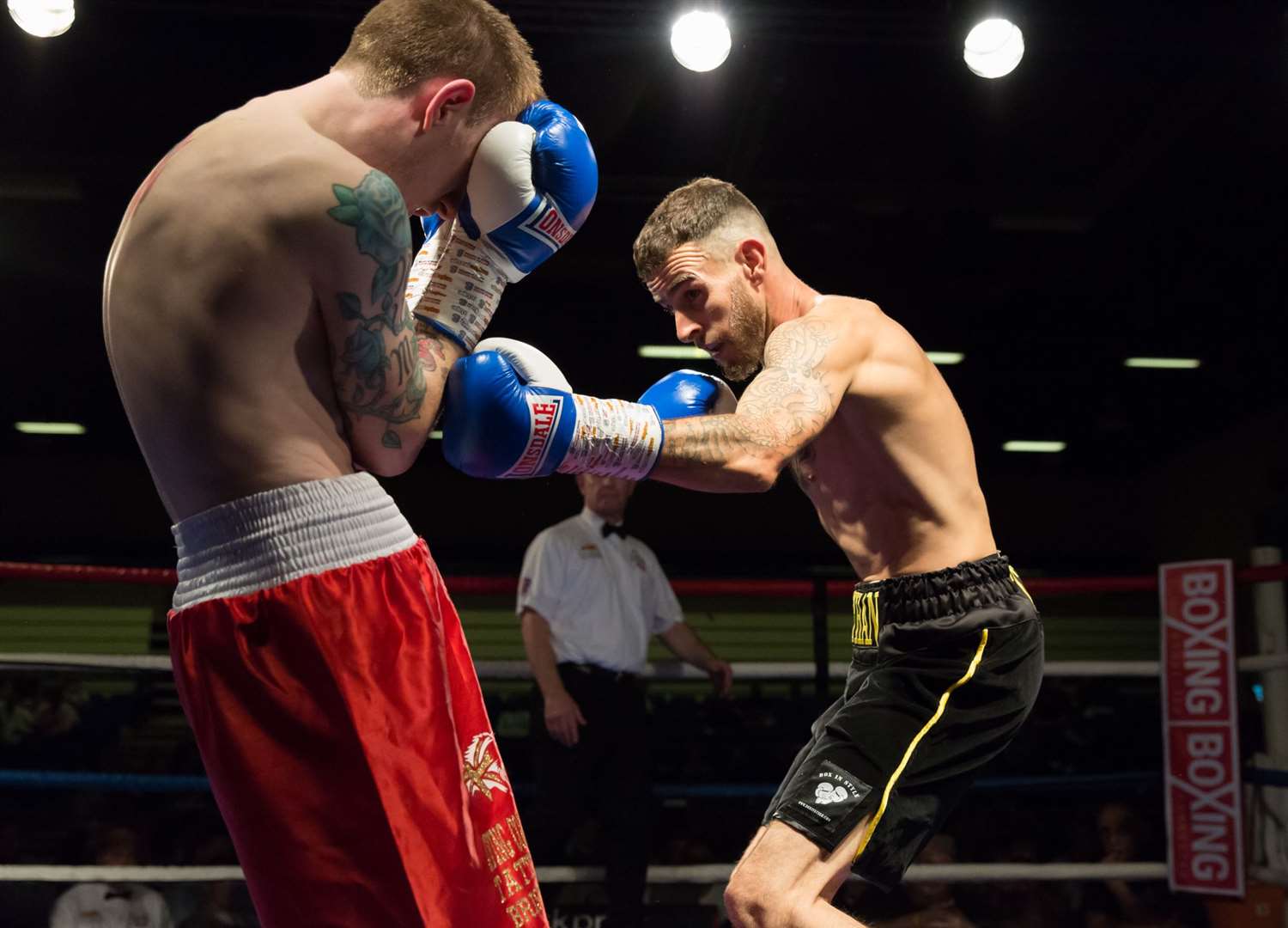 Zeki Hussein (Black Shorts) up against Ricky Leach at Mote Park in September 2019 Picture: Countrywide Photographic