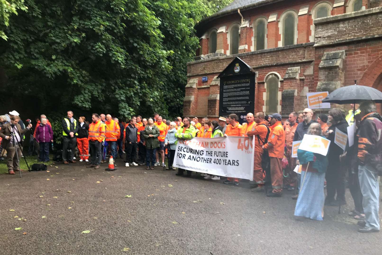 Save Chatham Docks campaigners protest outside the special planning meeting on May 30