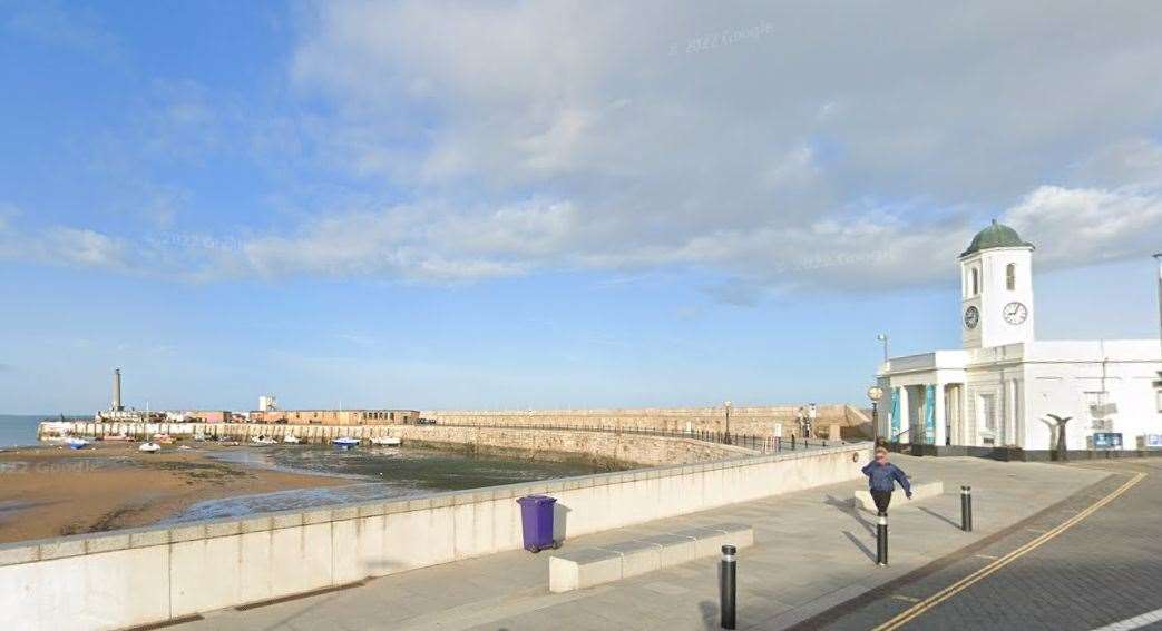 A boy was airlifted to a London hospital in a serious condition after he was found in the sea near Margate's stone pier. Picture: Google