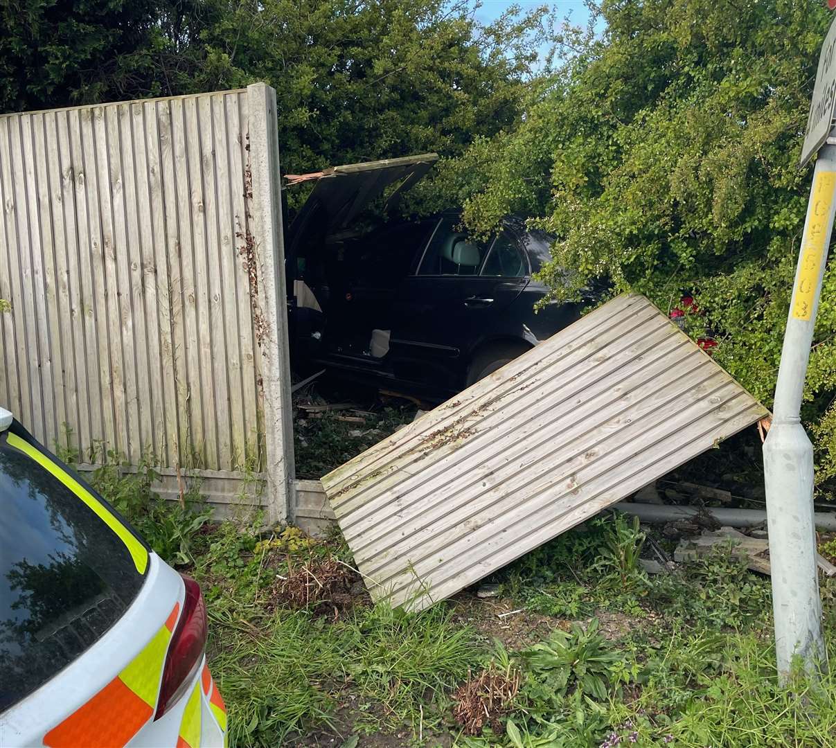 The damage caused to the fence. Picture: Colin Spooner