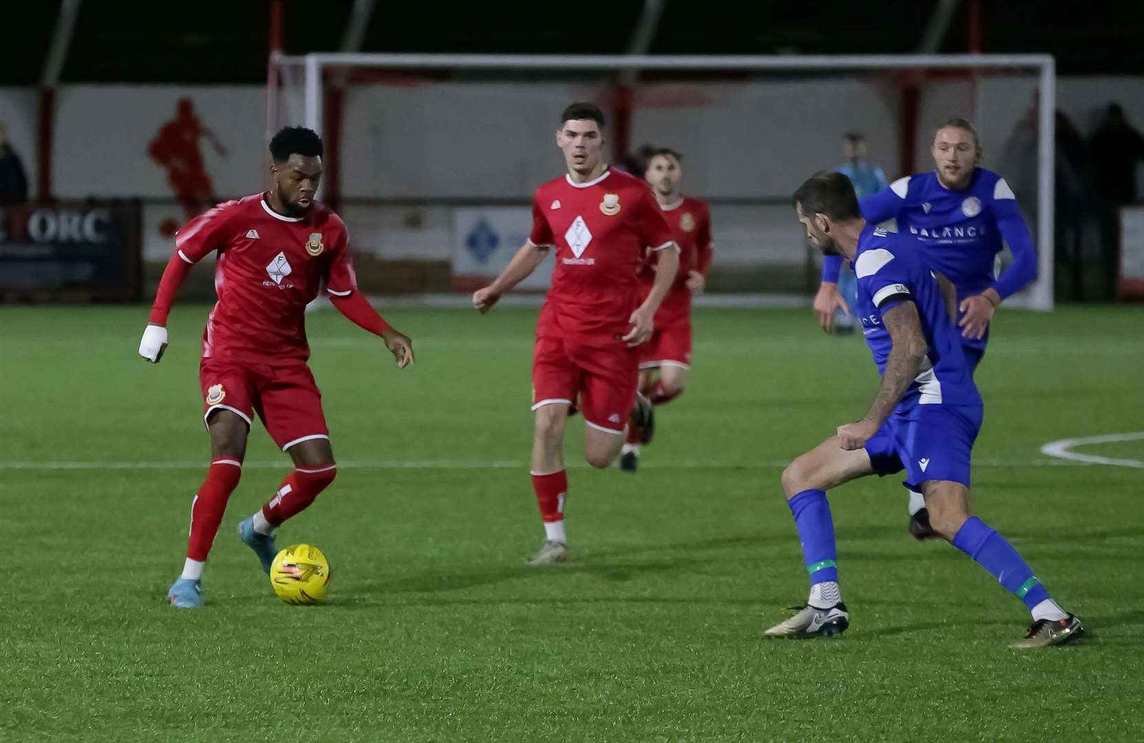 Josh Williams in action as Whitstable Town take on Lydd Town Picture: Les Biggs