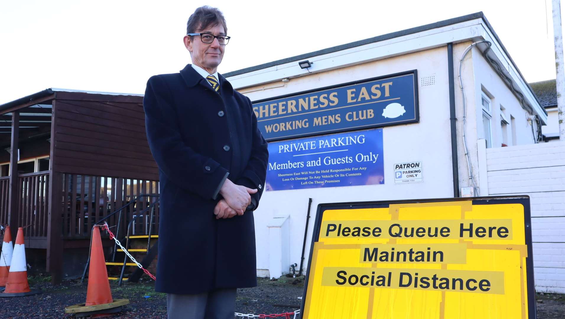 Andrew Scott-Clark outside a mass testing site in Sheerness East WMC. Picture: John Nurden