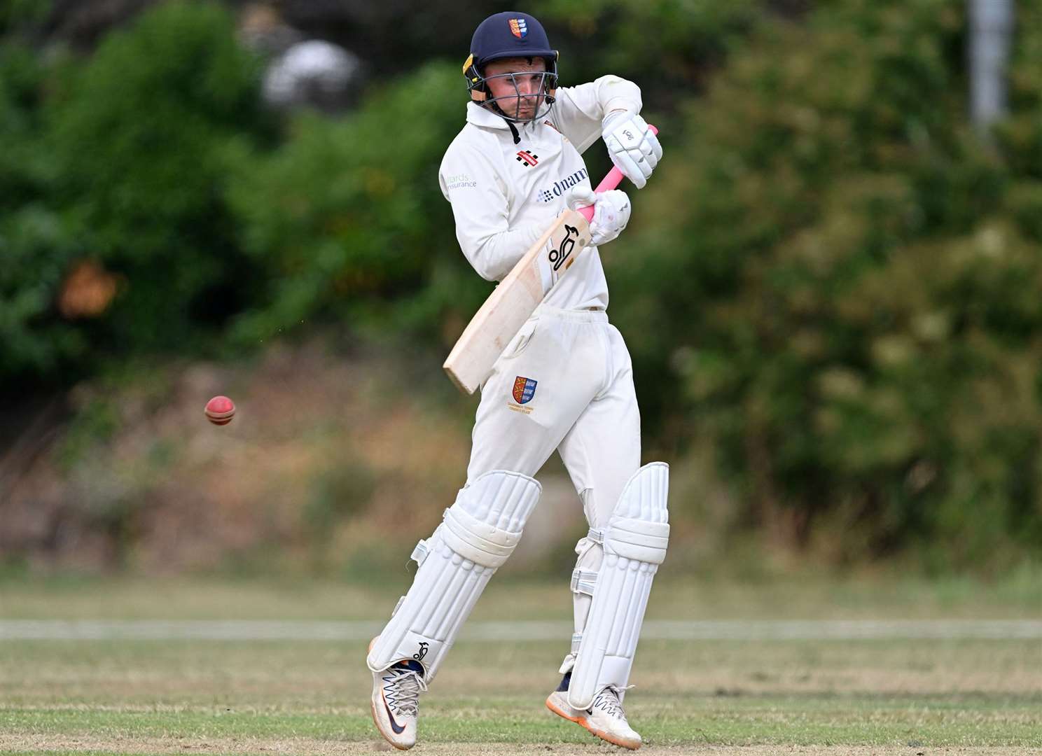 Rory Smith tries to get one through the offside in his unbeaten 77. Picture: Keith Gillard