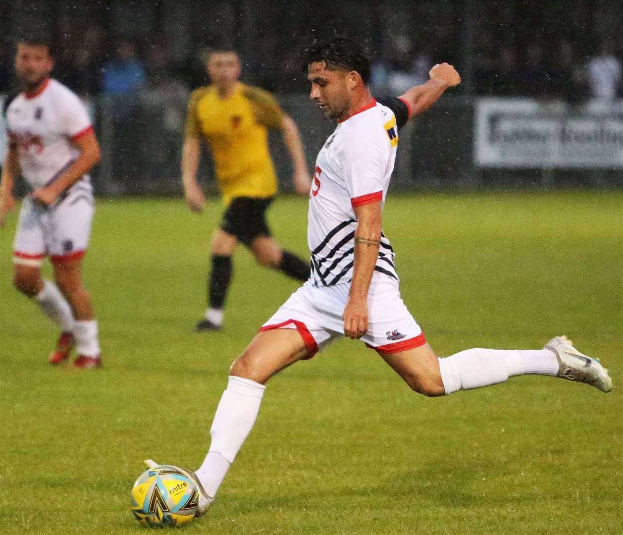 Deal defender Jack Penny – converted a late penalty in their 2-1 victory at Sutton Athletic on Saturday. Picture: Paul Willmott