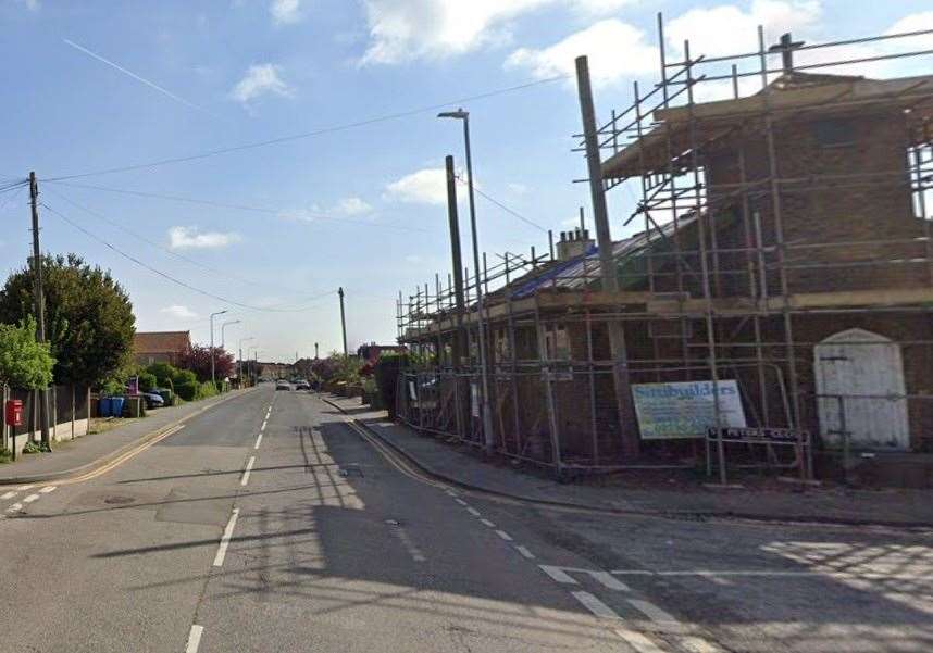 Firefighters are fighting a blaze from a bonfire at a home along Queenborough Road, Minster-on-Sea which has caused damage to a neighbouring football club pavilion. Picture: Google