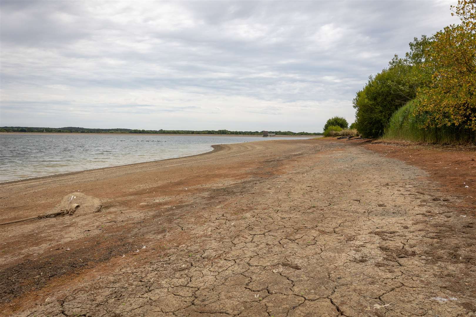 Low water supplies at Arlington Reservoir in East Sussex