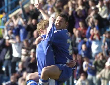 Matt Jarvis celebrates his late, late goal with Gary Mulligan. Picture: GRANT FALVEY