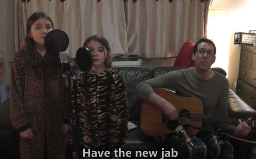 The Marsh family members Ella, Tess and Ben singing last month. Picture: Ben Marsh