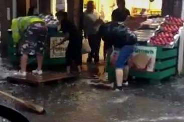 There were big floods at Peter's Produce in Herne Bay where waters reached knee high