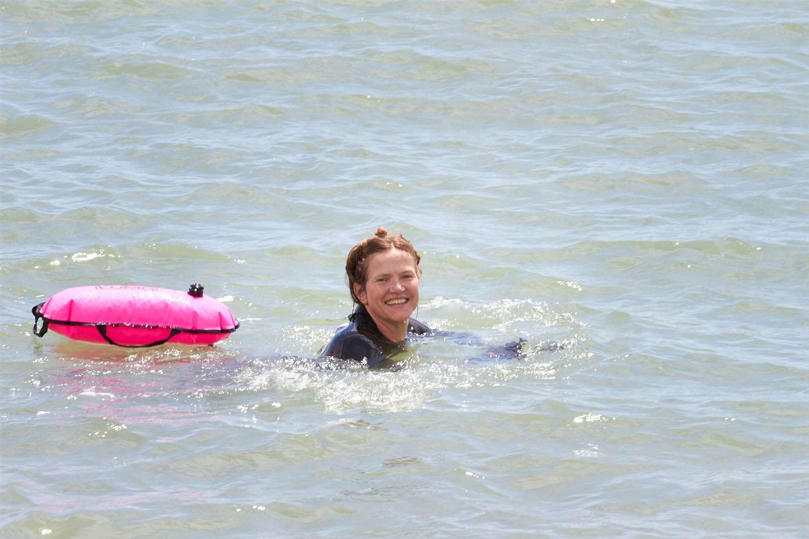 Actress Jessica Hynes swam from Hythe to Folkestone. Picture: Manuel Vason