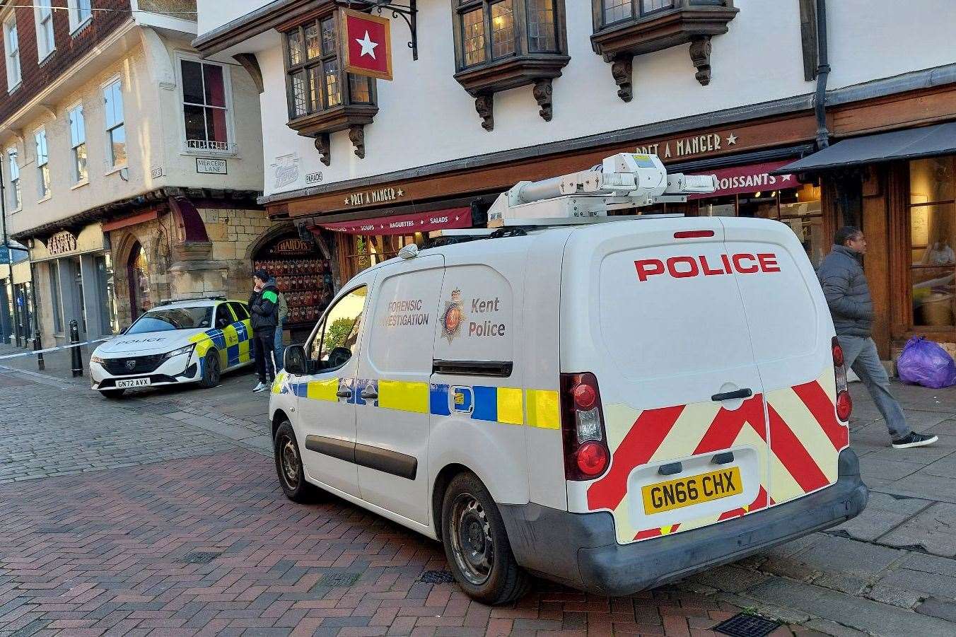 Two men were charged with murder after a man was stabbed to death in Canterbury city centre