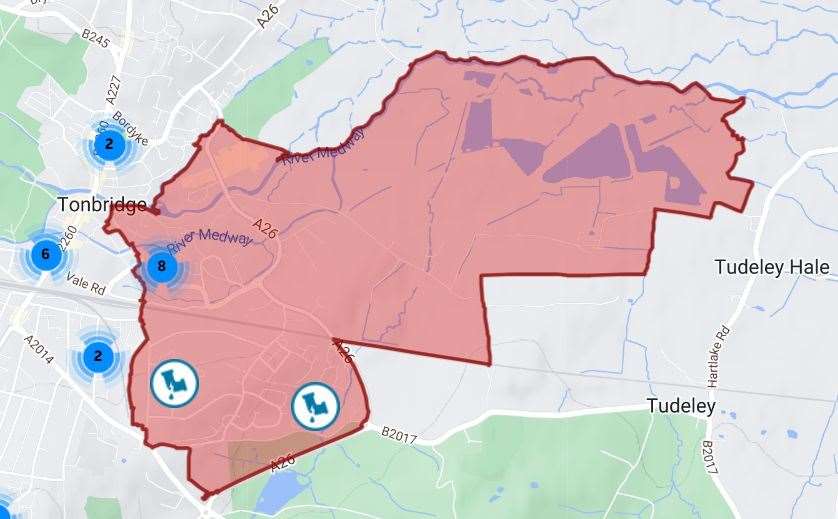 Parts of Tonbridge had little or no water due to a burst water main. Picture: South East Water