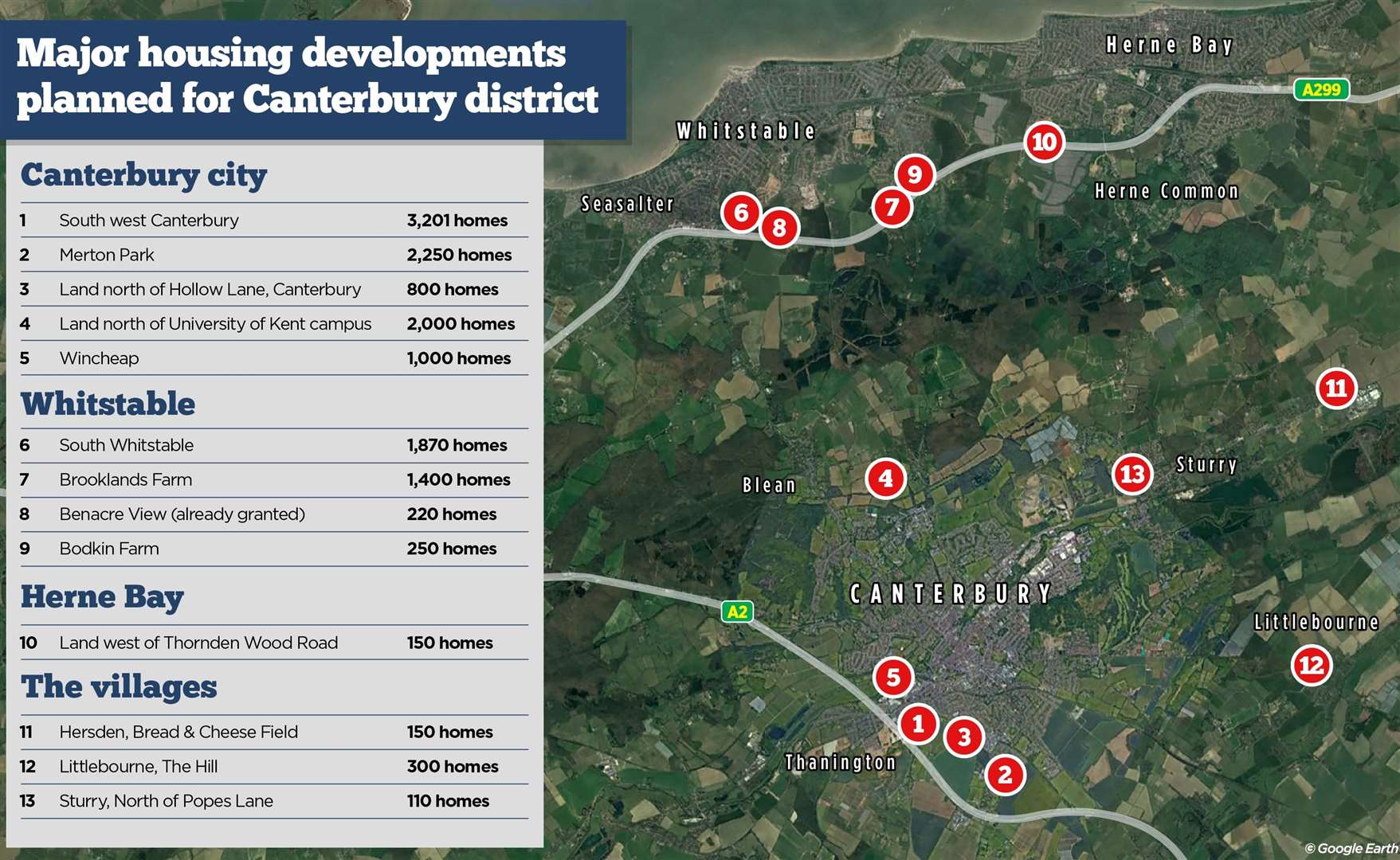 Where thousands of homes are earmarked in Canterbury City Council's local plan