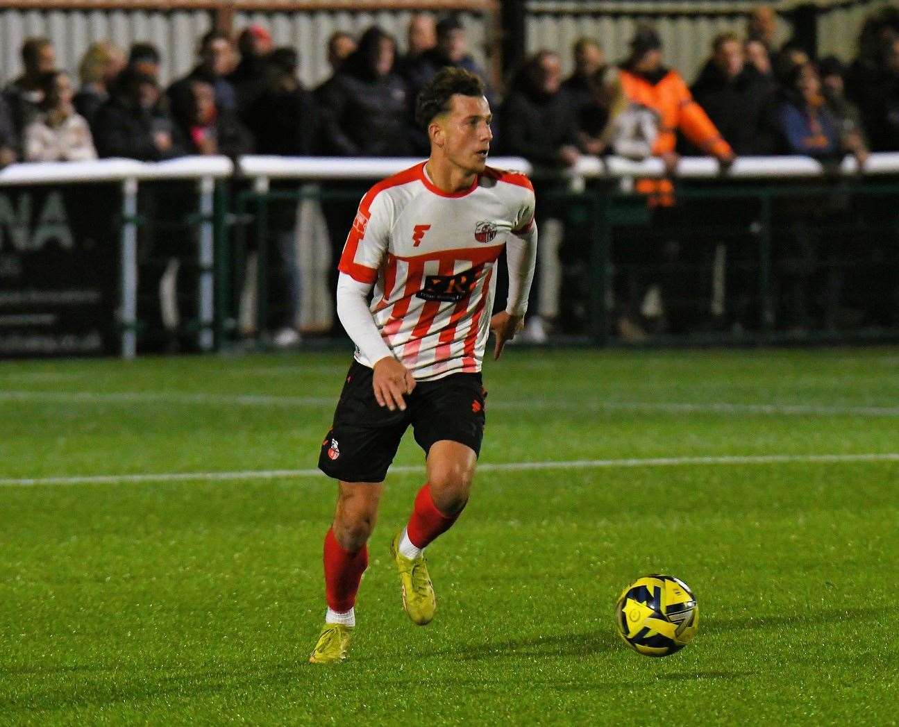 New Ramsgate signing Connor Wilkins on the ball during Sheppey United’s FA Cup win over Billericay Town last season Picture: Marc Richards