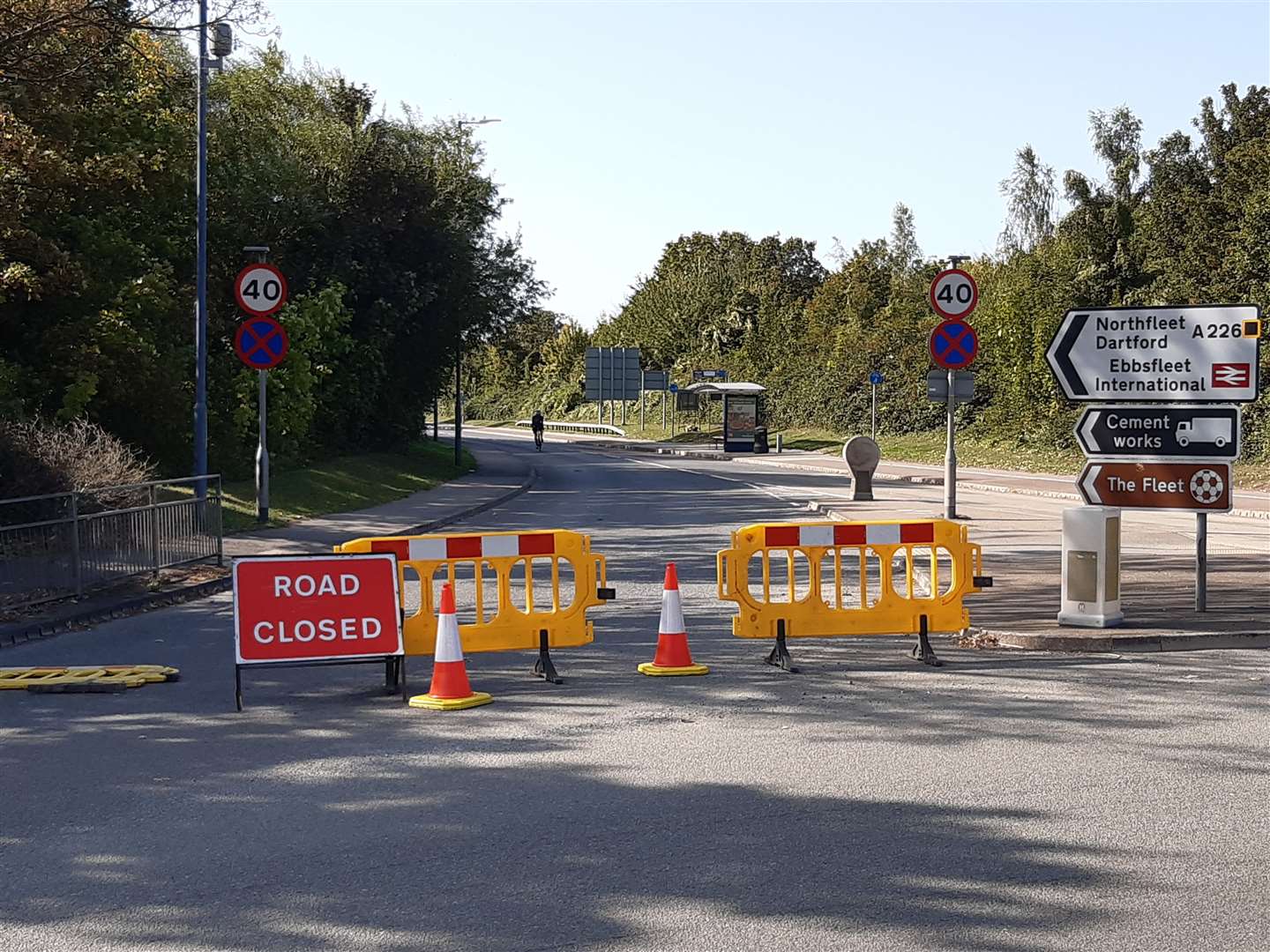 The scene of the accident in Springhead Road, Northfleet, in which two people died