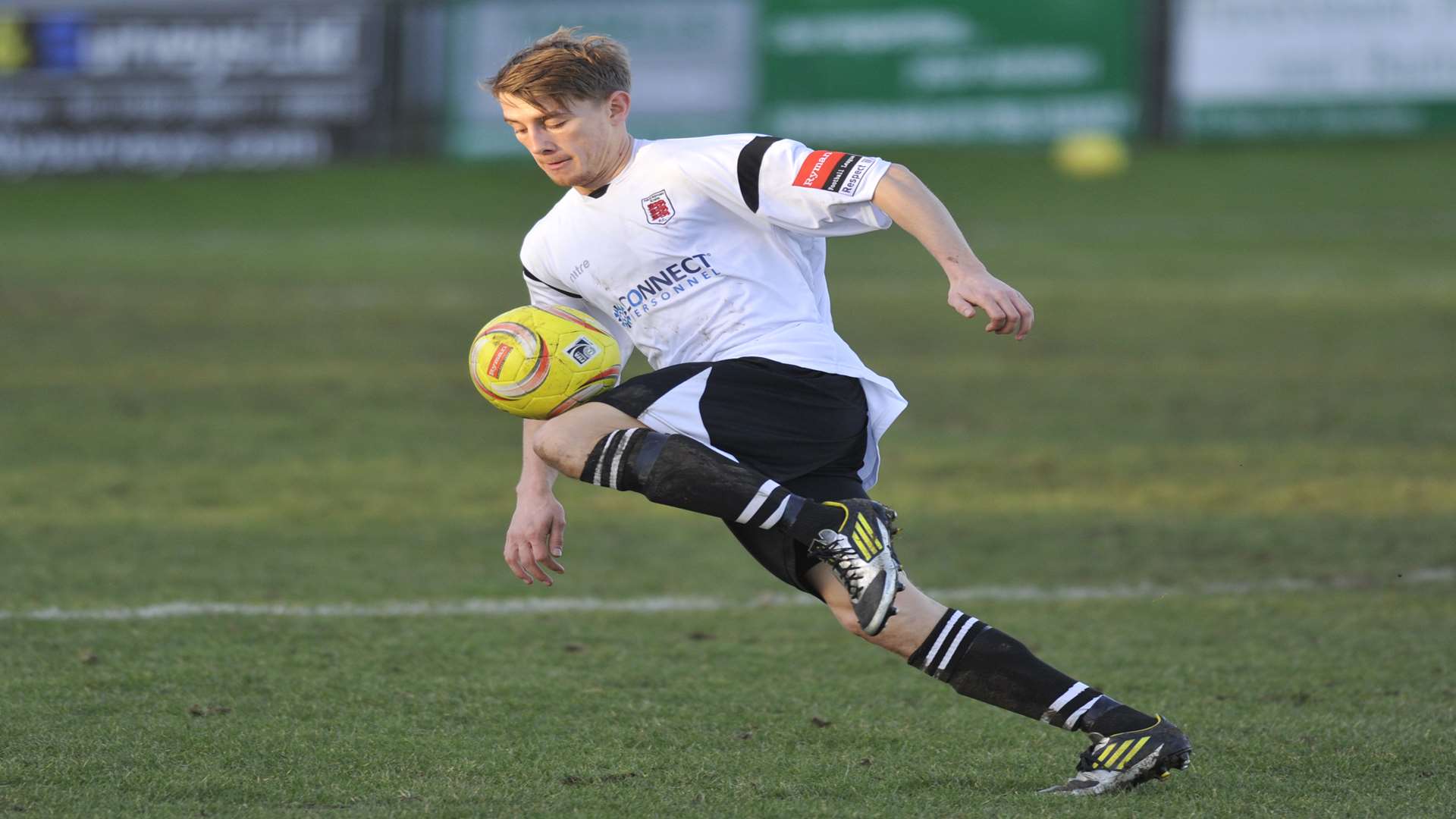 Josh Stanford on the ball for Faversham Town last season Picture: Tony Flashman