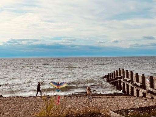 One photo appears to show Aaron Paul flying a kite with his four-year-old daughter. Picture: @laurenpaul8/Instagram