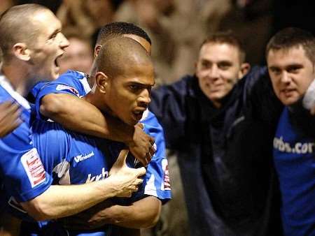 Winner: Simeon Jackson celebrates Gillingham's crucial second goal. Picture: Matthew Reading