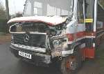 The damaged bus. Picture: BARRY DUFFIELD