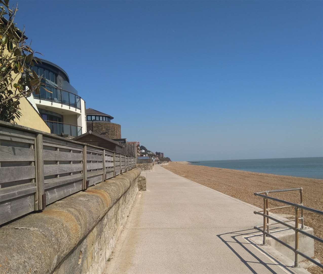 Sandgate beach, with the castle seen to the left