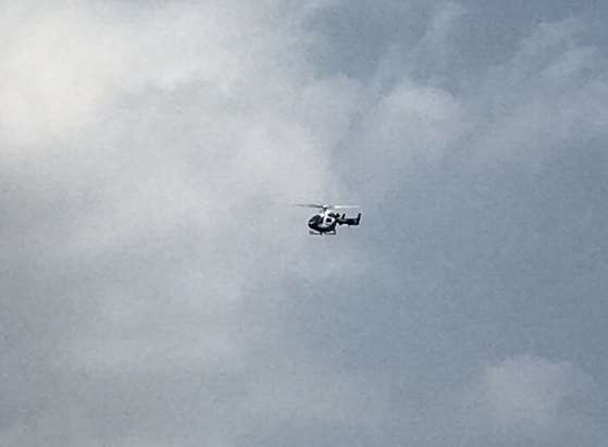 Kent Air Ambulance about to land on the Sheppey Crossing. Picture: M P Newing - Twitter