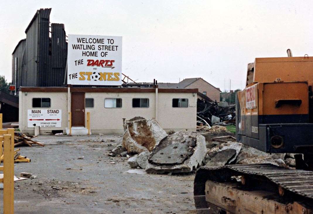 Watling Street is demolished in 1992 - the former home of Dartford (and Maidstone). Picture: Bob Lilliman