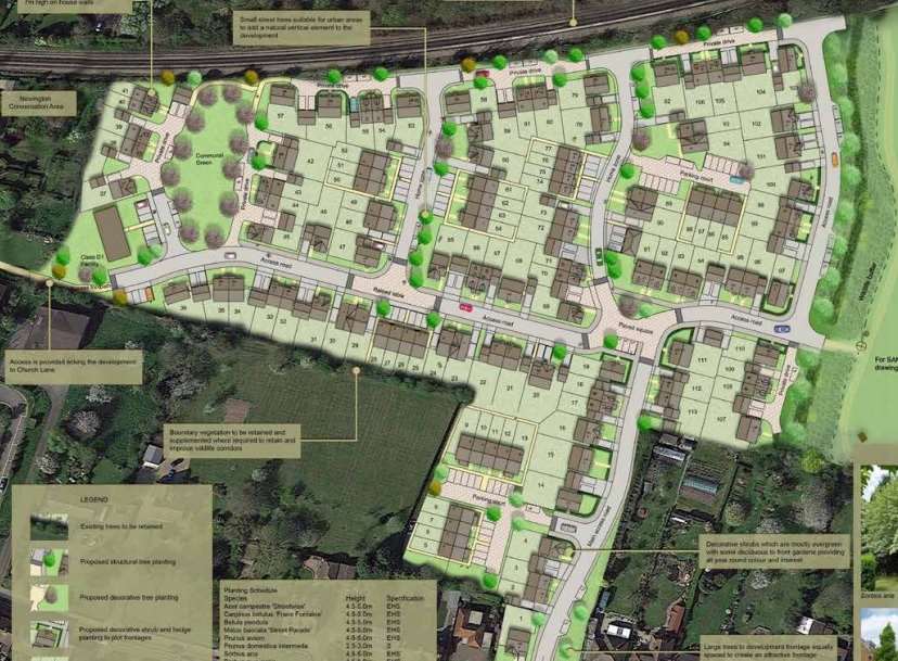 Plan: How the new estate will look.Entrance is at the bottom from behind 99 High Street.