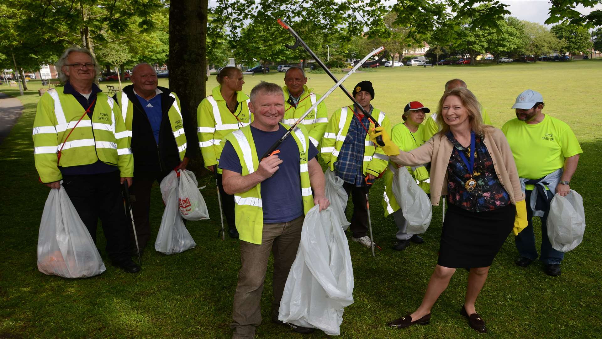 Pete marks the extension of his team working in New Romney last May with then mayor Patricia Rolfe. Picture: Gary Browne