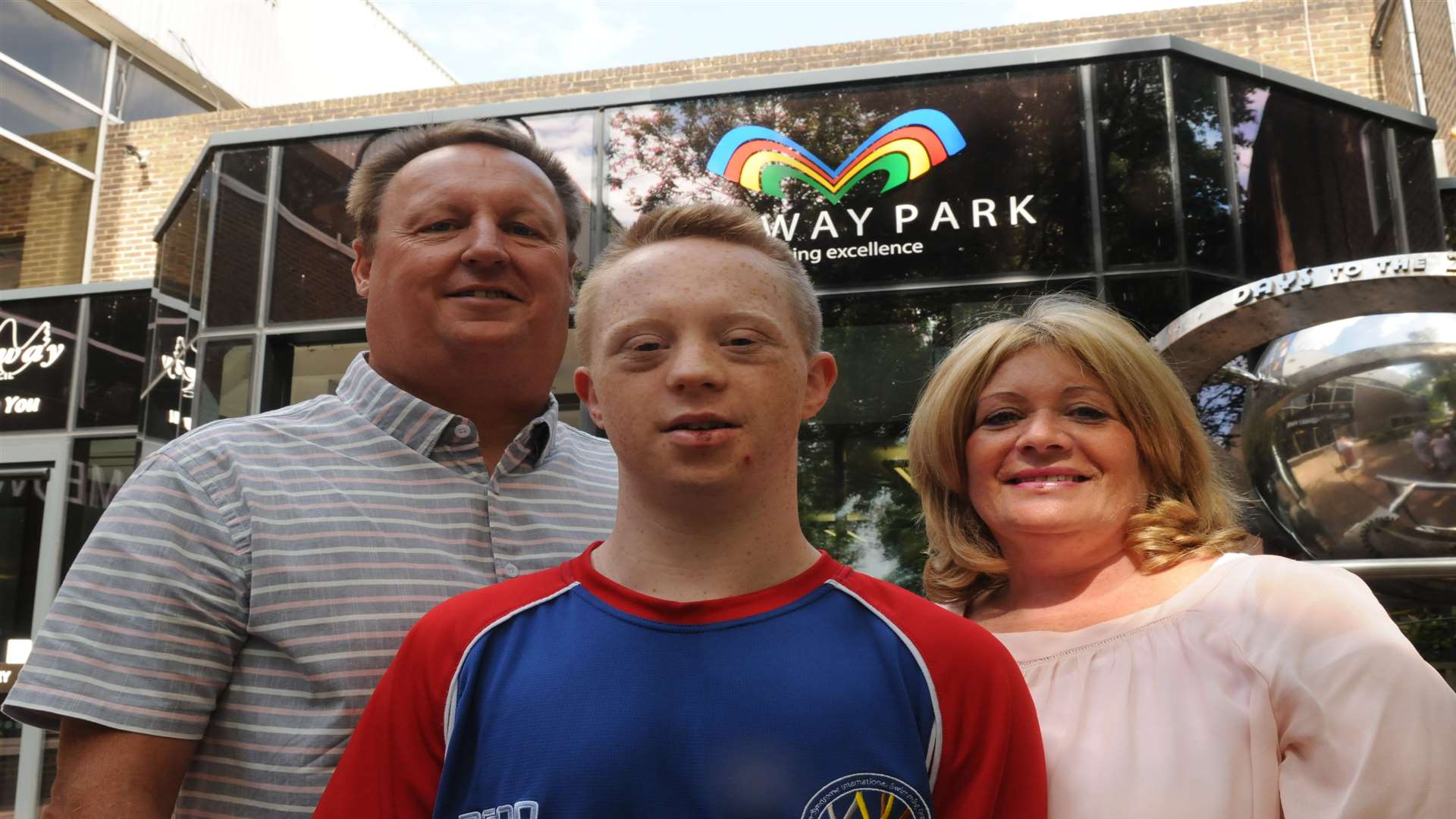 Billy with his parents Steve and Jackie at Medway Park.