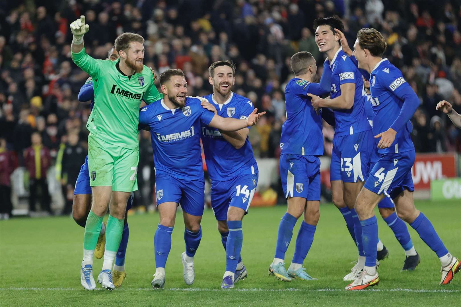 Gillingham celebrate their win against Brentford Picture: KPI