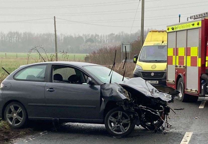 Two people have been taken to hospital after a crash on the A256 in Sandwich. Picture: Matt Cox