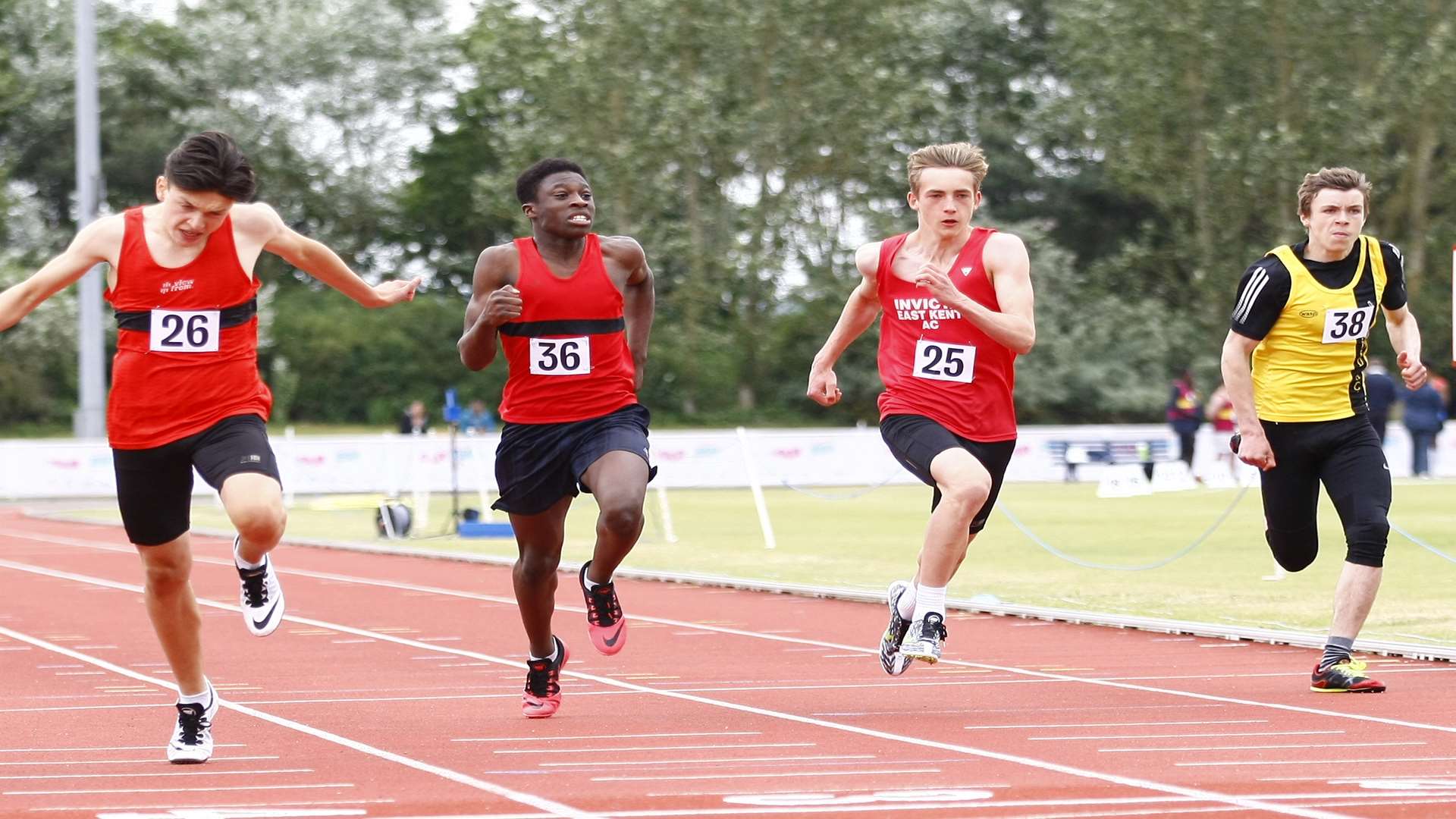 Maidstone's Tom Millington wins the inter-boys 100m final at the Kent Schools Championships Picture: Matt Bristow