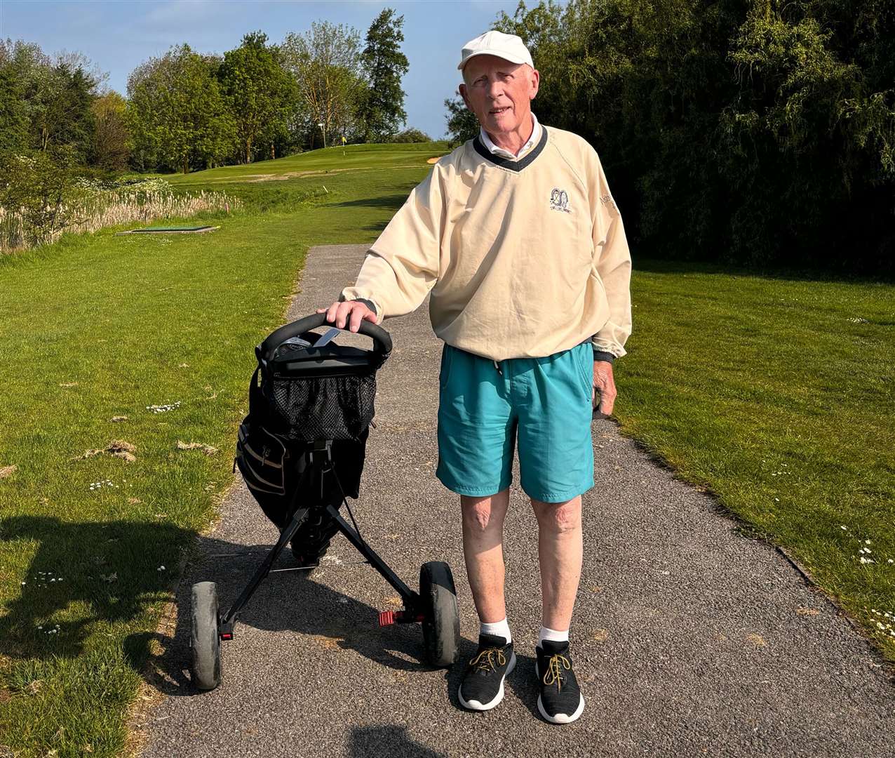 John Duffy's friends and the team at Stonelees Golf Centre threw him a surprise party for his 90th birthday this year where he was gifted his golf membership for the year. Picture: Ashleigh Moore