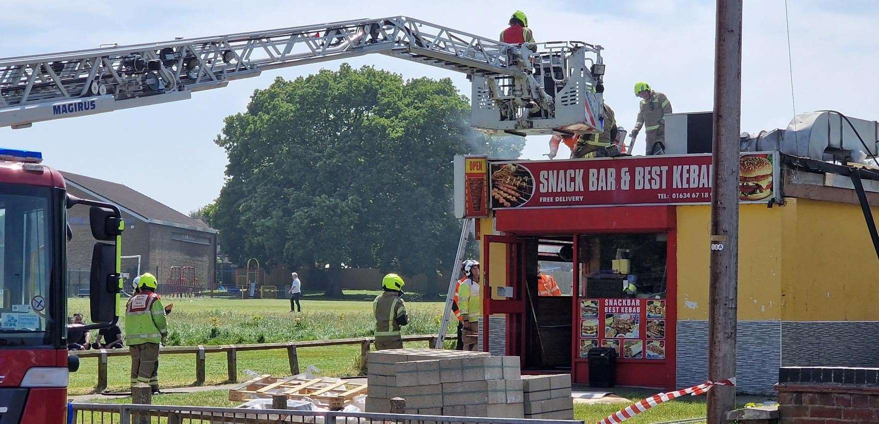 Fire crews tackled a blaze at a kebab shop in Walderslade Road, in Chatham. Photo: Phil Rains - Imaginative photography