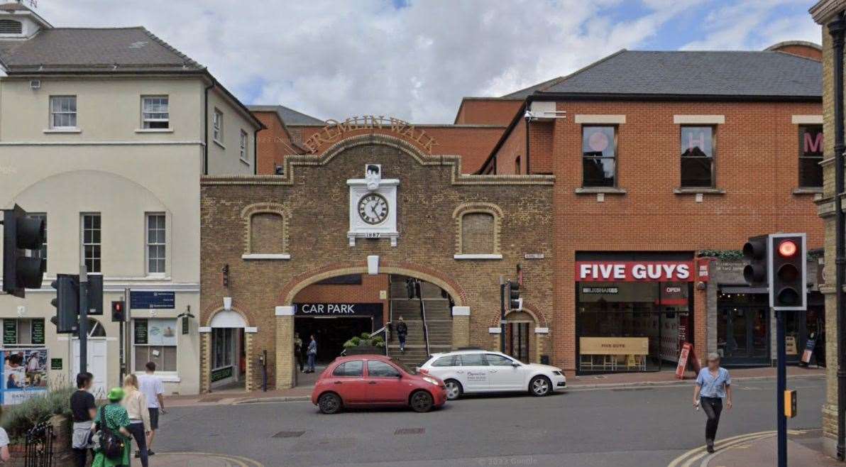 Fremlin Walk as seen from Pudding Lane, Maidstone