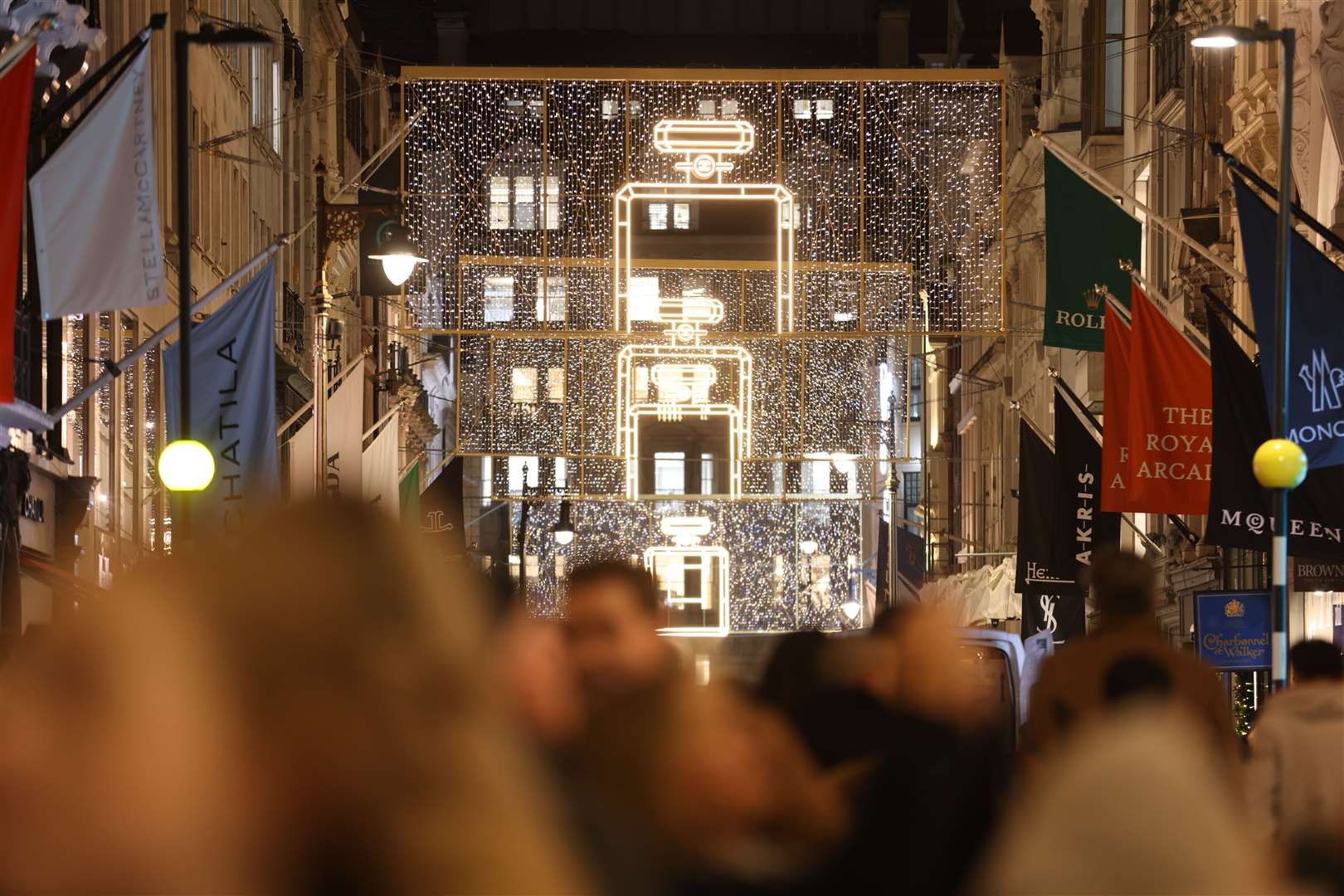 The new display of Christmas lights on Bond Street in London (David Parry Media Assignments/PA)