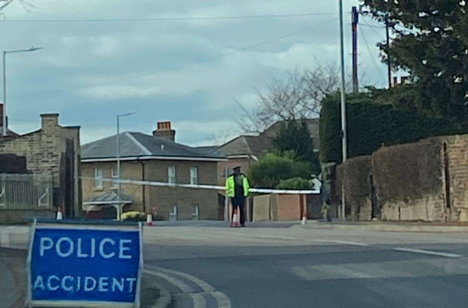 The road was cordoned off in Northfleet