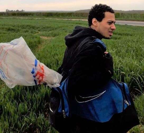 A picture of Callum Wheeler carrying the alleged murder weapon, taken the day after the killing of Julia James