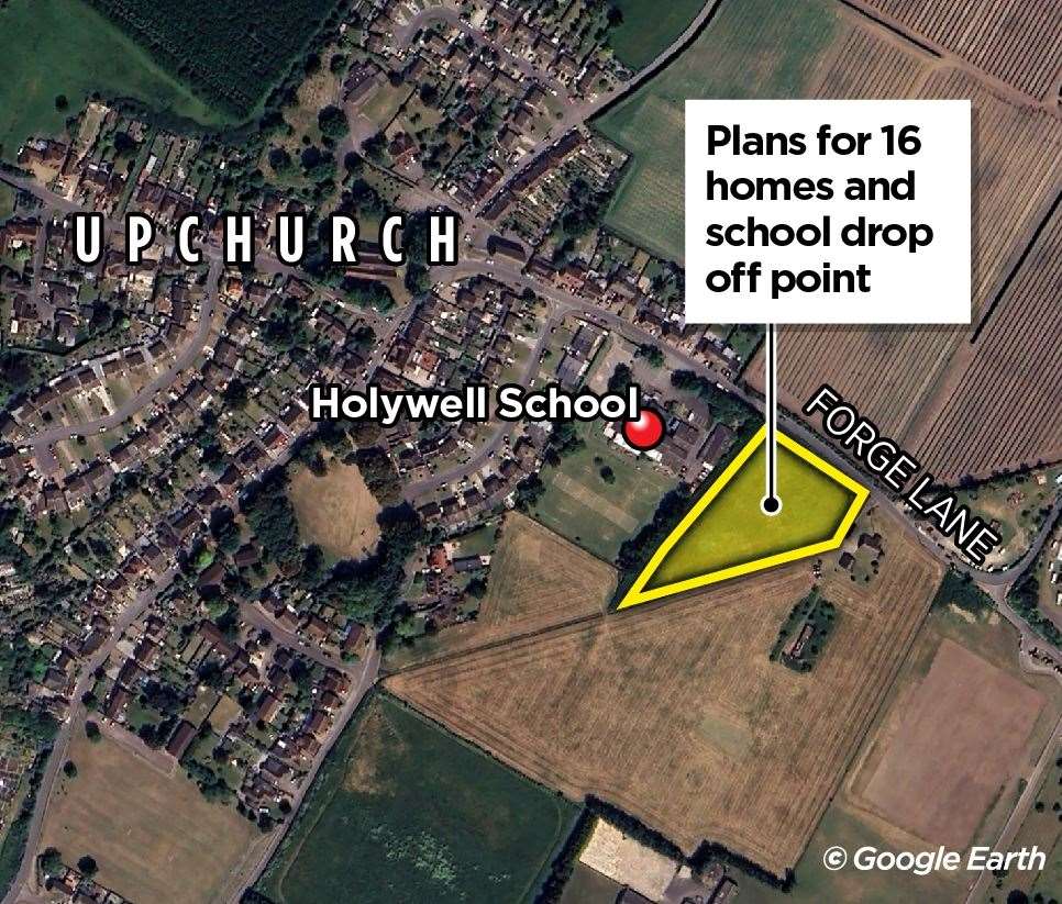 The housing estate and drop-off point would be next to Holywell Primary School in Upchurch