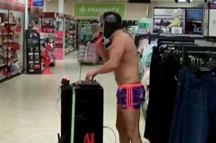 The prankster entertains shoppers