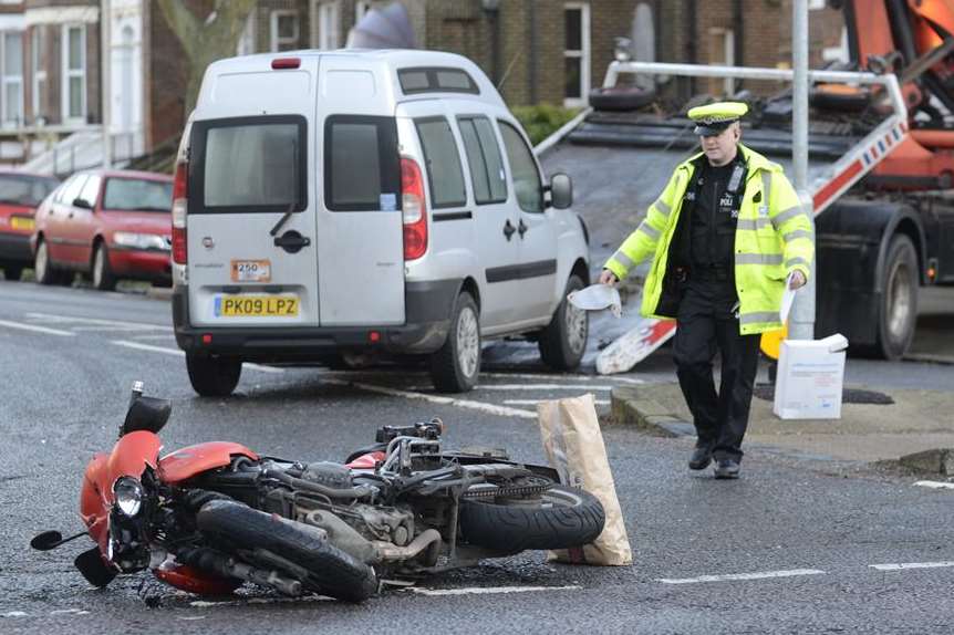 Scene of the crash in Sandgate Road. Picture: Gary Browne